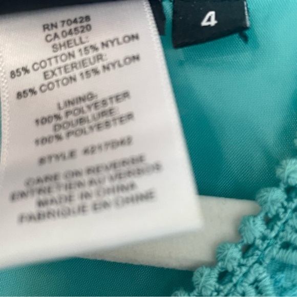 Sharon Young Springtime Sleeveless Turquoise Green Midi Dress Size 4 - Picture 5 of 9